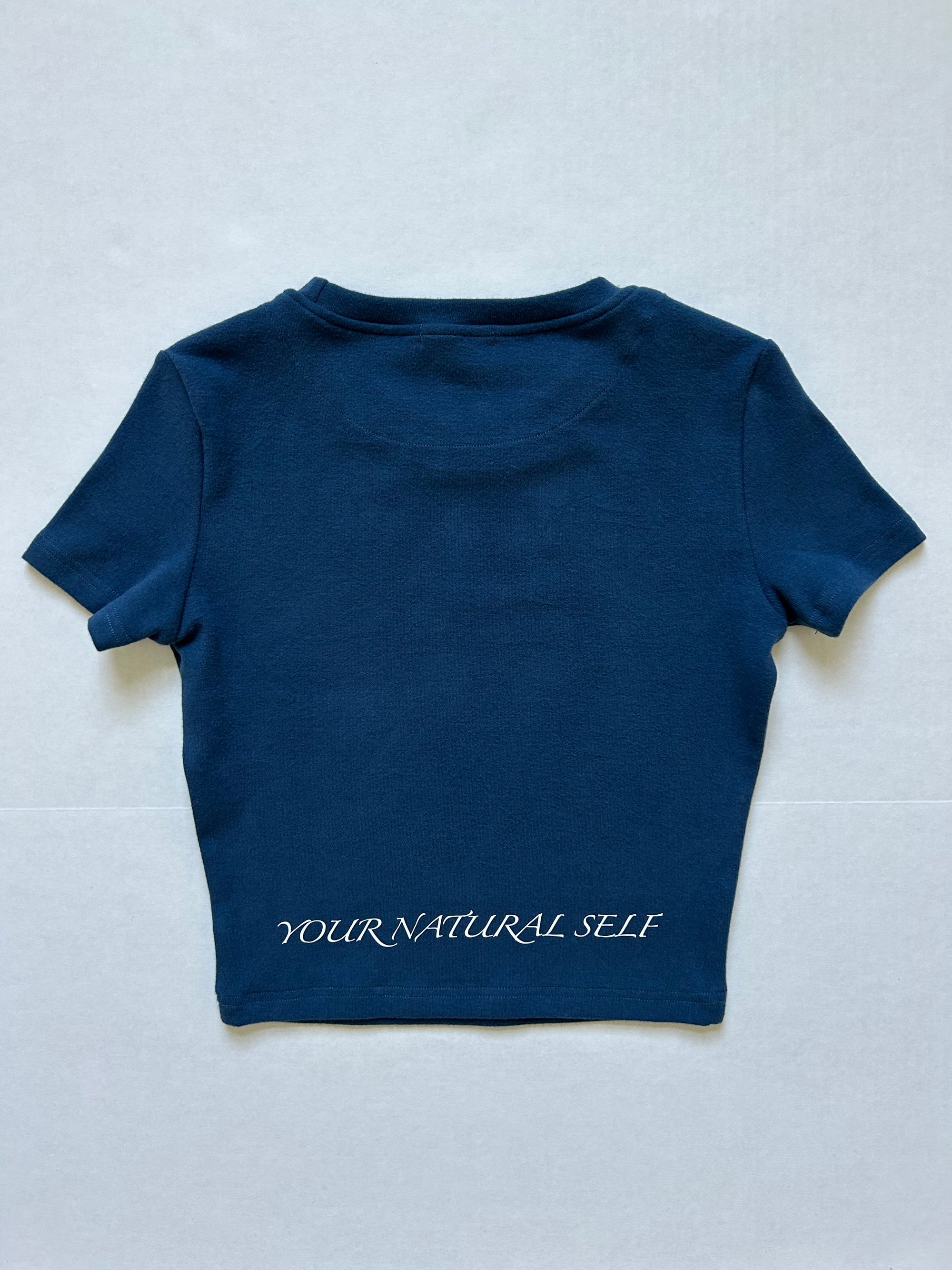 Slogan Crop Top in Navy