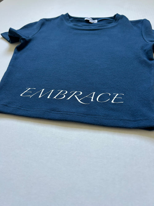 Slogan Crop Top in Navy