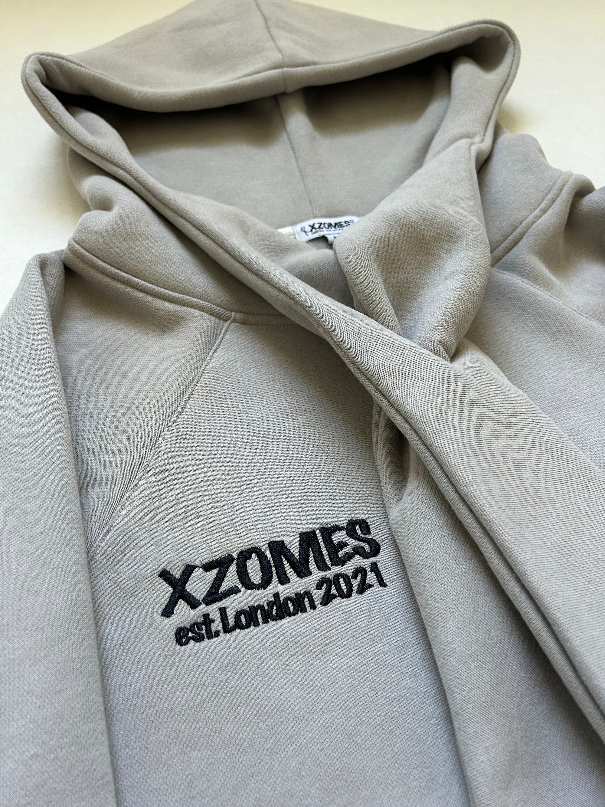 Tie Hoodie in Light Gray