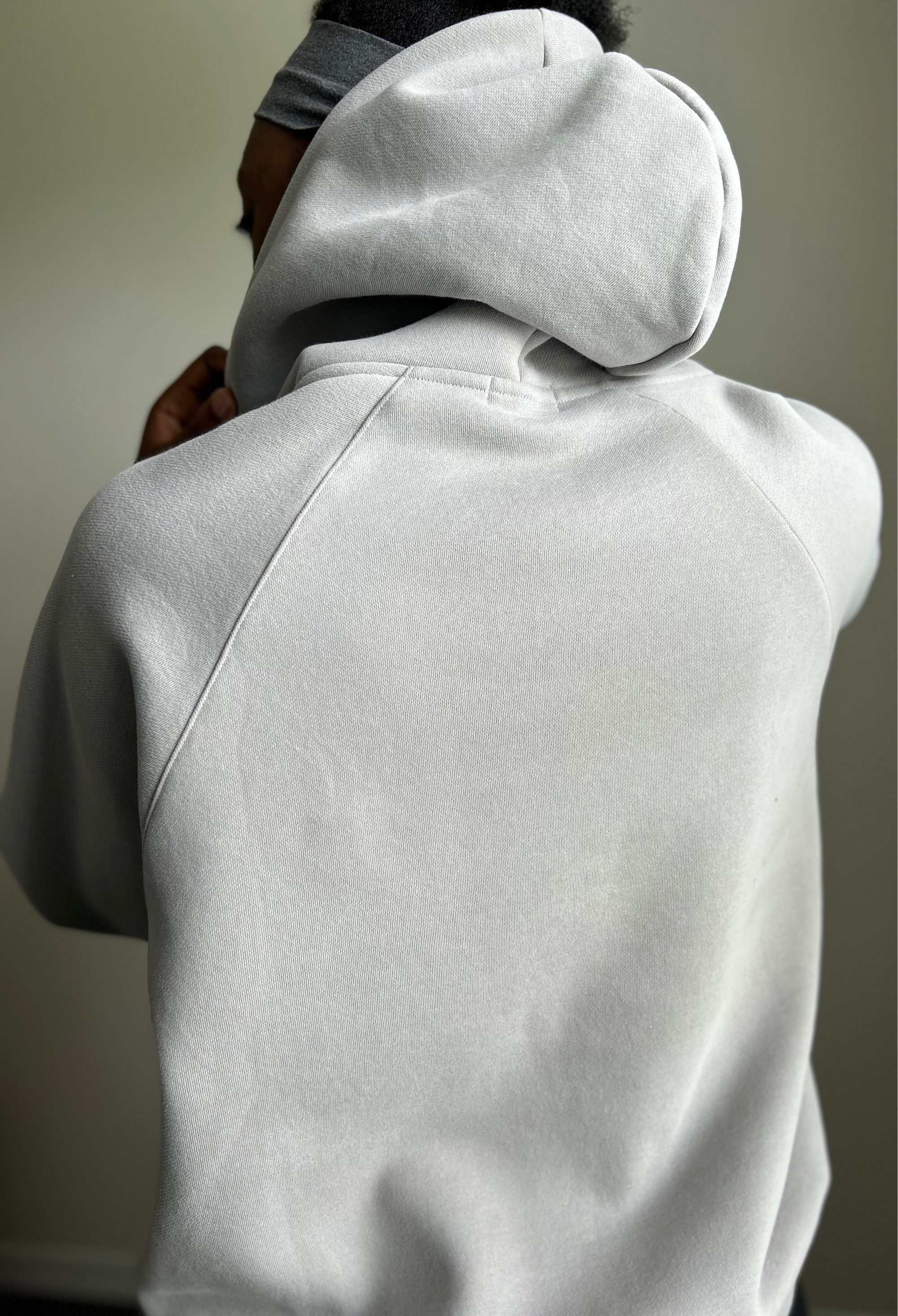 Tie Hoodie in Light Gray