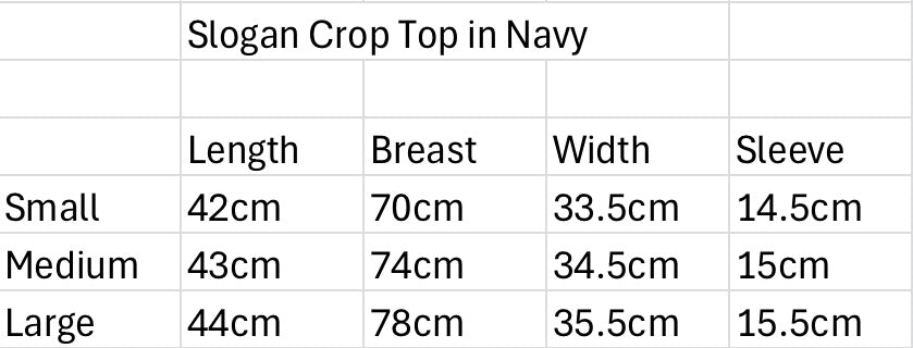 Slogan Crop Top in Navy