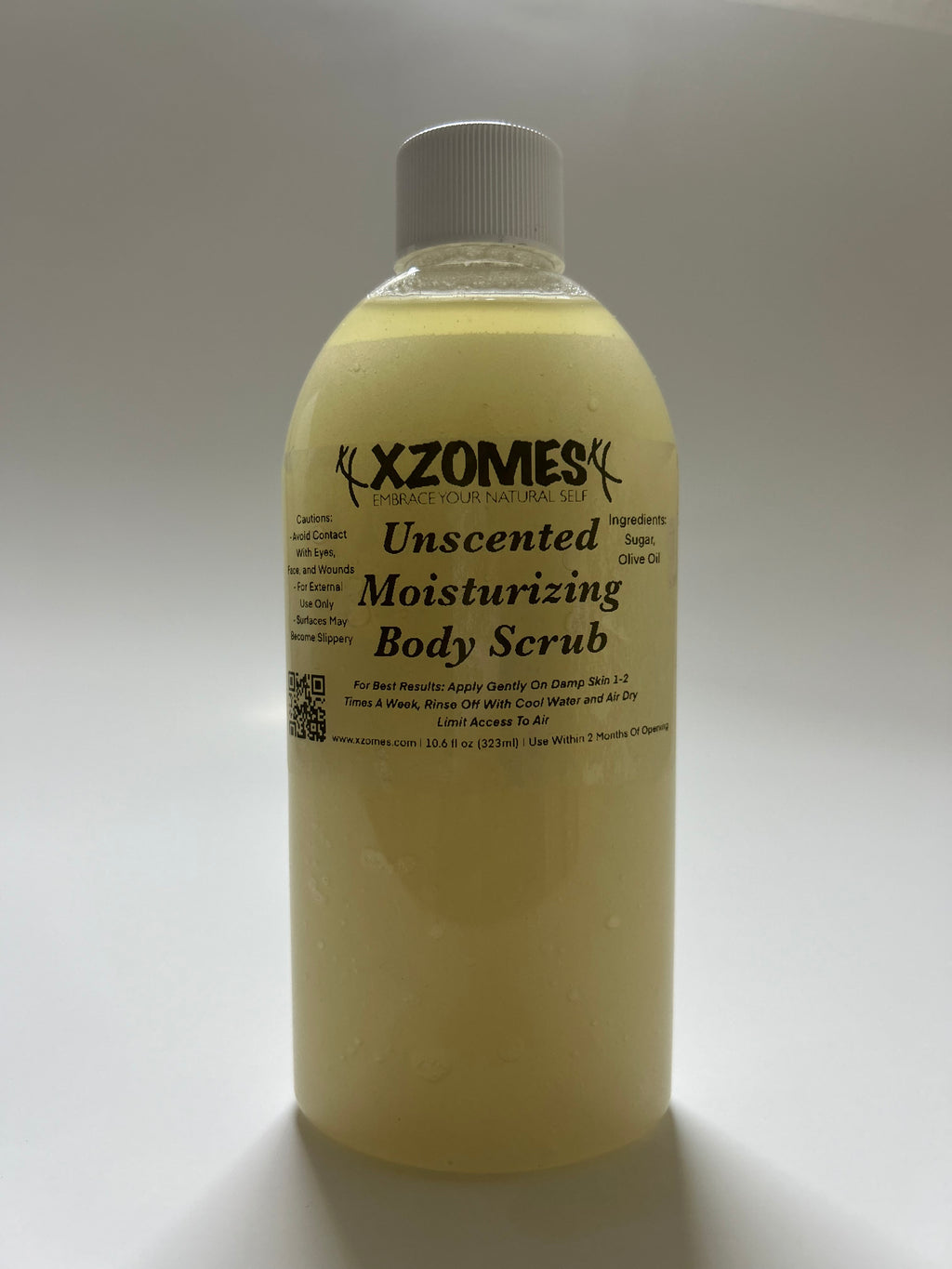 All-Natural Unscented 10.6 fl oz (323ml) Body Scrub ~ Oval Bottle ~ Twist Cap ~ XZOMES