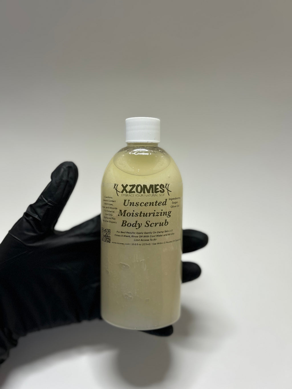 All-Natural Unscented 10.6 fl oz (323ml) Body Scrub ~ Oval Bottle ~ Twist Cap ~ XZOMES