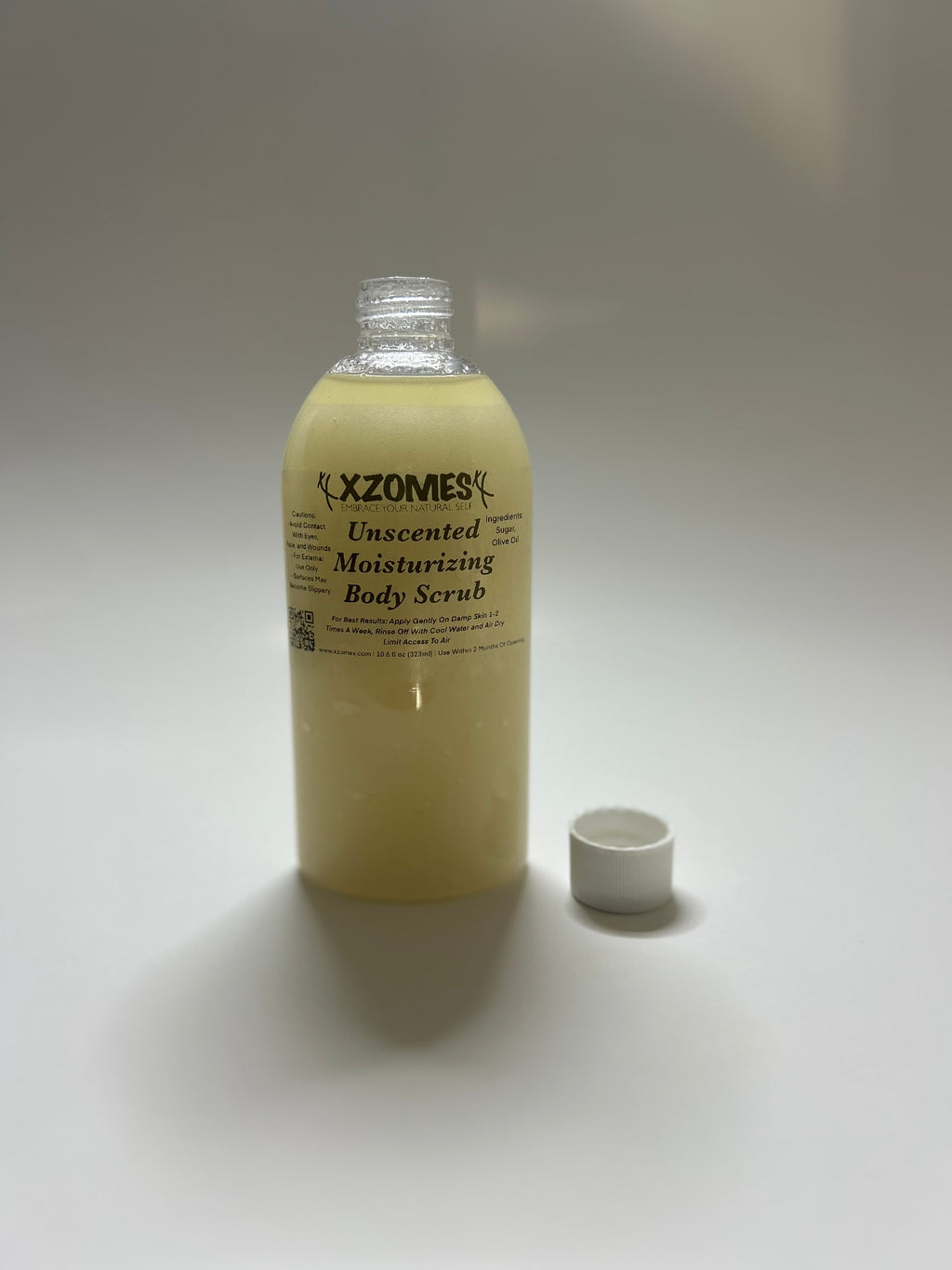 All-Natural Unscented 10.6 fl oz (323ml) Body Scrub ~ Oval Bottle ~ Twist Cap ~ XZOMES