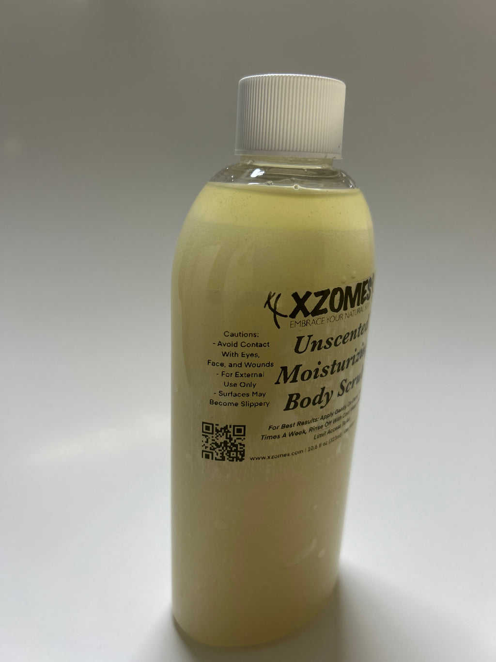 All-Natural Unscented 10.6 fl oz (323ml) Body Scrub ~ Oval Bottle ~ Twist Cap ~ XZOMES