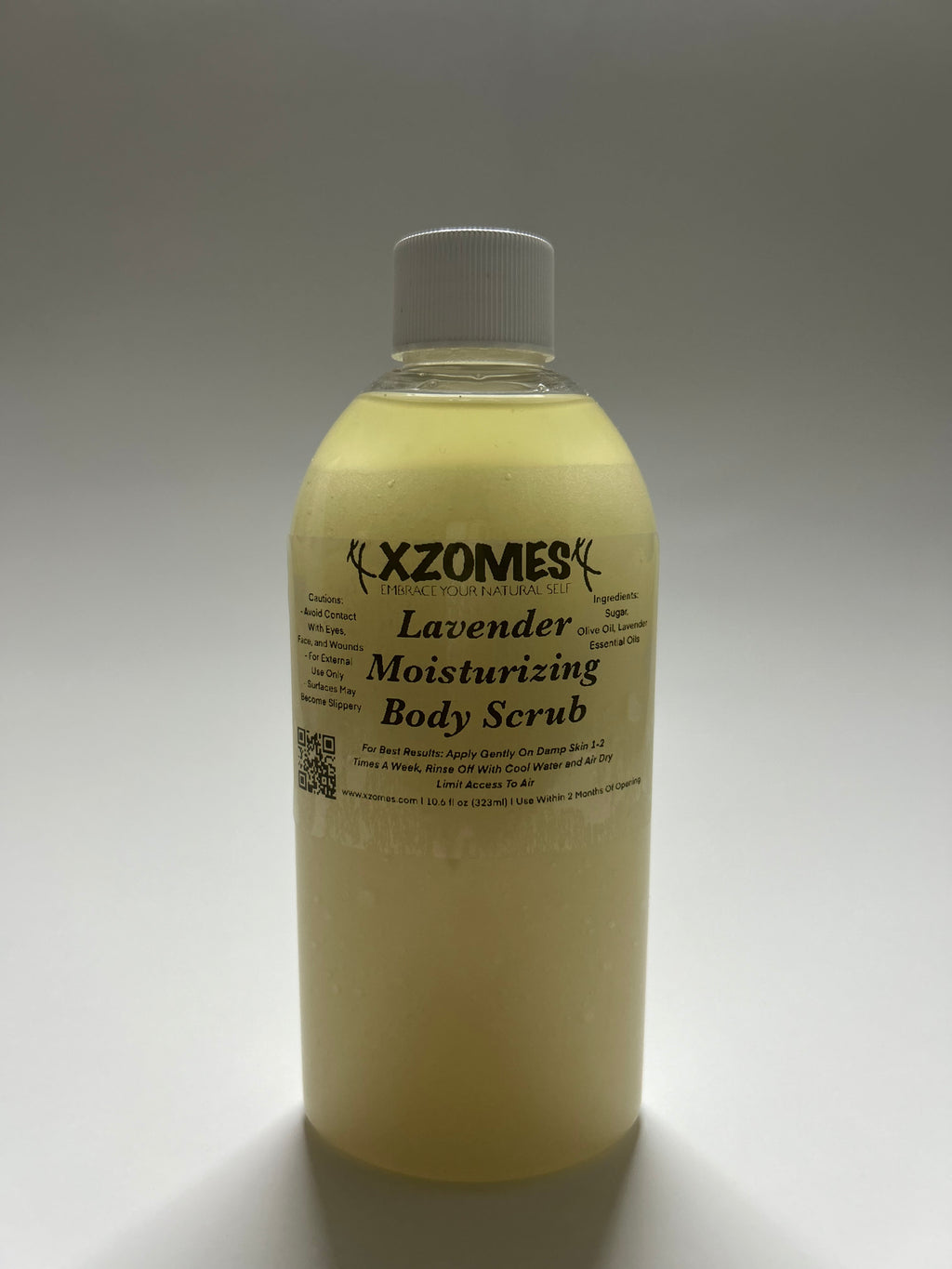 All-Natural Lavender 10.6 fl oz (323ml) Body Scrub ~ Oval Bottle ~ Twist Cap ~ XZOMES
