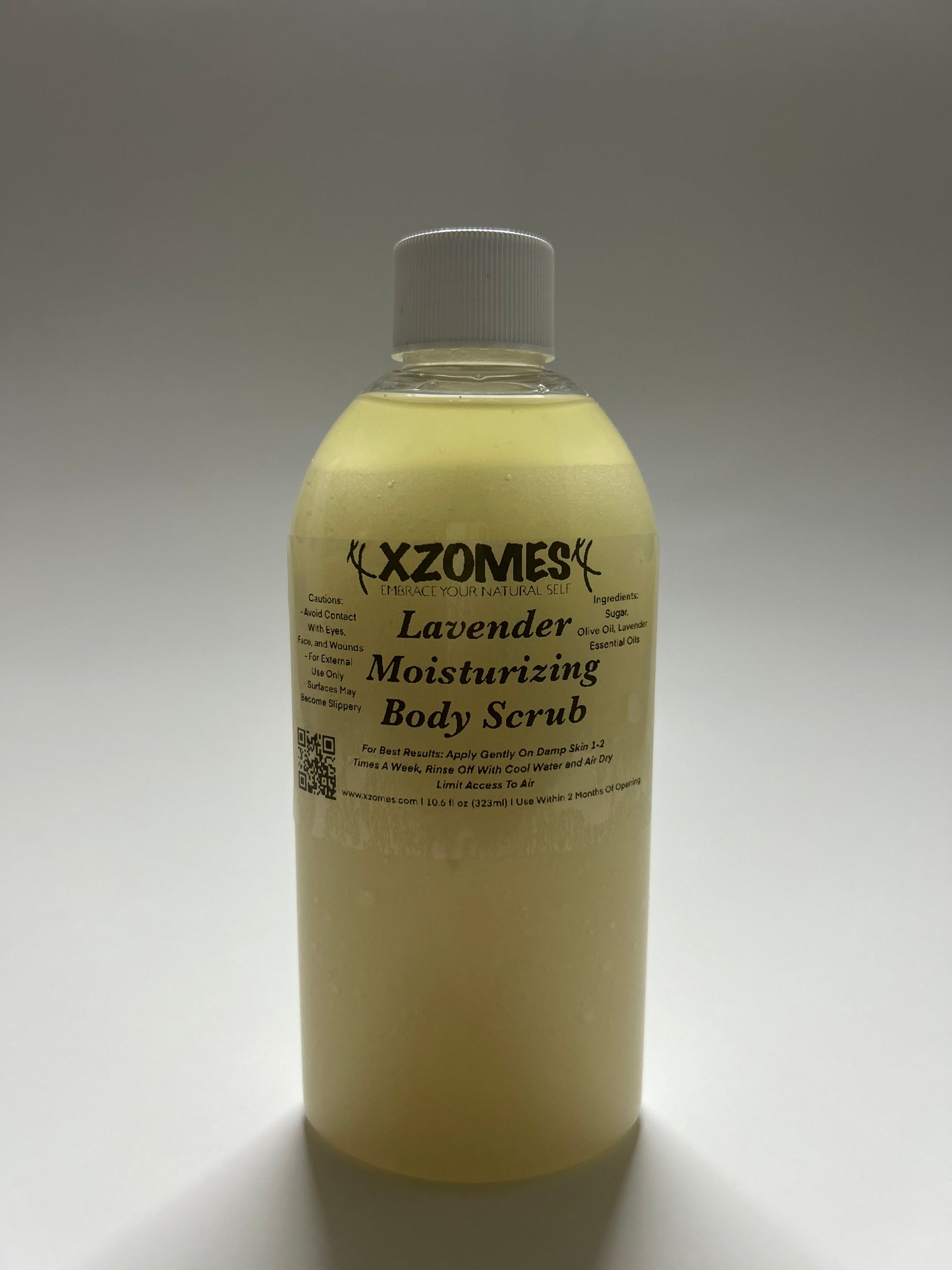 All-Natural Lavender 10.6 fl oz (323ml) Body Scrub ~ Oval Bottle ~ Twist Cap ~ XZOMES