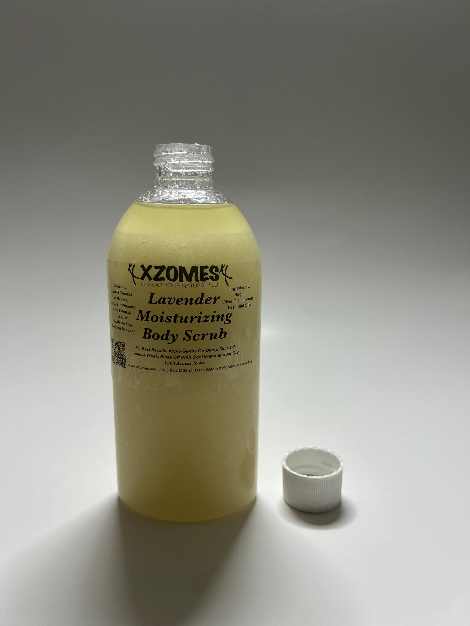 All-Natural Lavender 10.6 fl oz (323ml) Body Scrub ~ Oval Bottle ~ Twist Cap ~ XZOMES