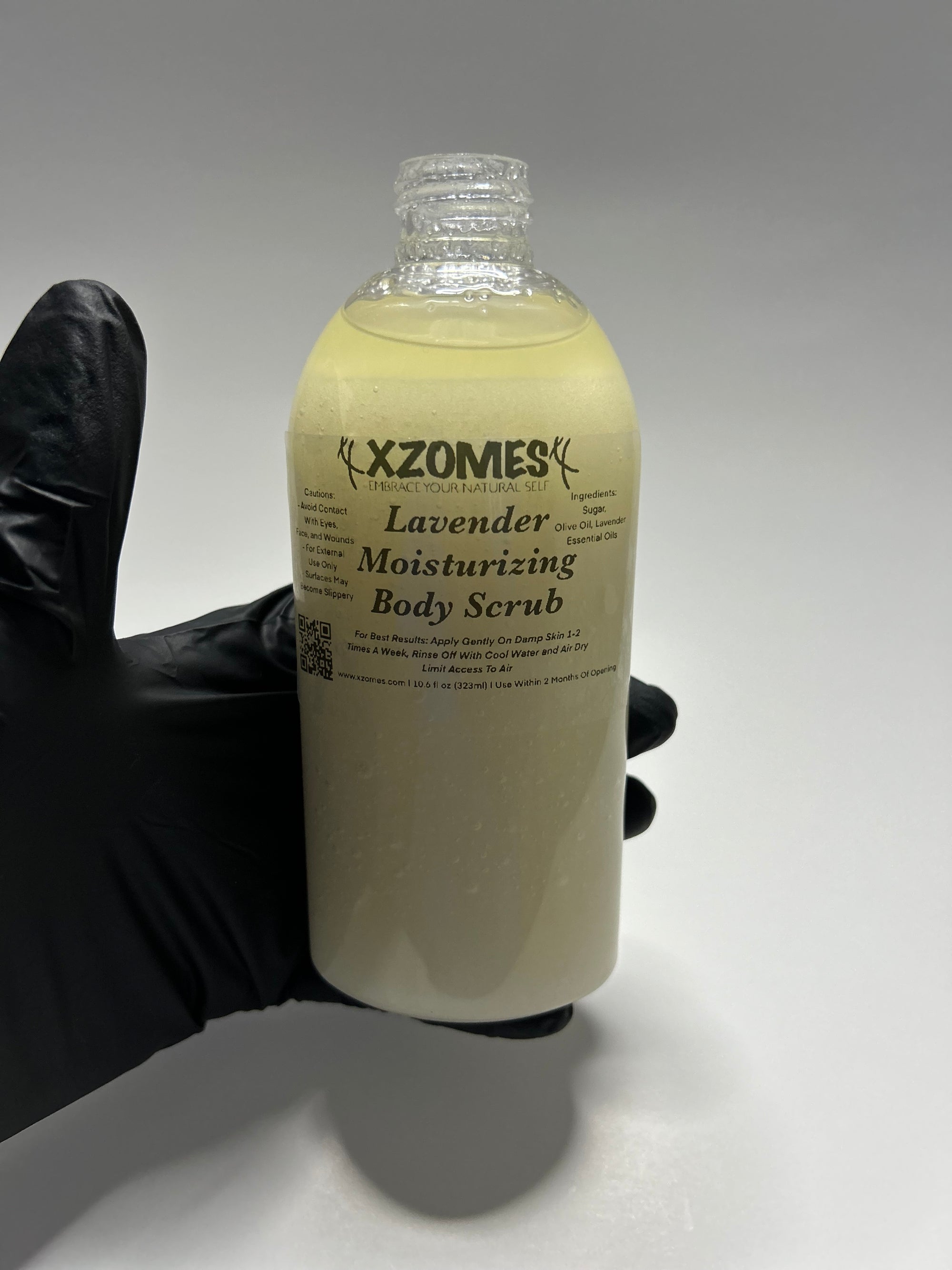 All-Natural Lavender 10.6 fl oz (323ml) Body Scrub ~ Oval Bottle ~ Twist Cap ~ XZOMES