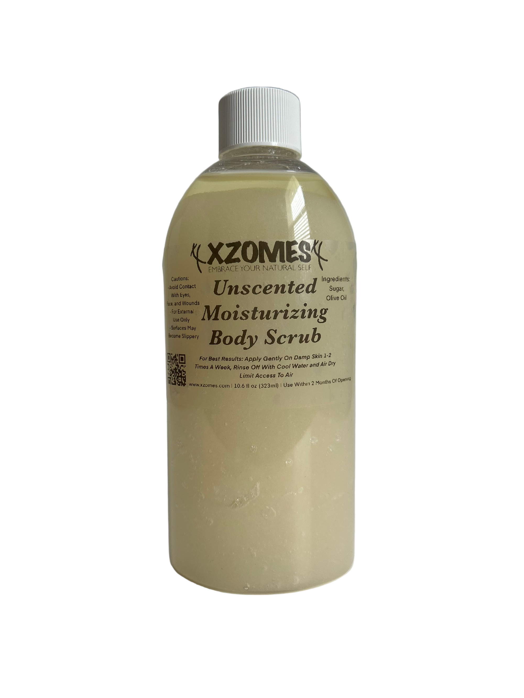 All-Natural Unscented 10.6 fl oz (323ml) Body Scrub ~ Oval Bottle ~ Twist Cap ~ XZOMES