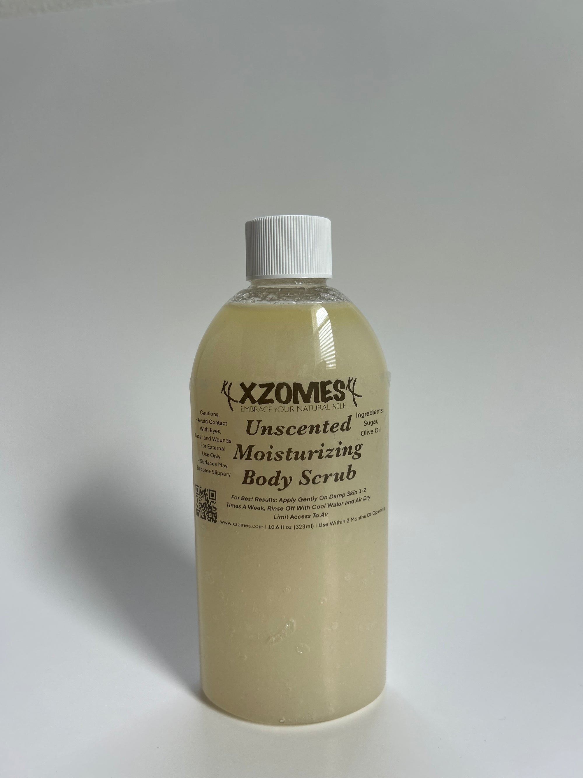 All-Natural Unscented 10.6 fl oz (323ml) Body Scrub ~ Oval Bottle ~ Twist Cap ~ XZOMES