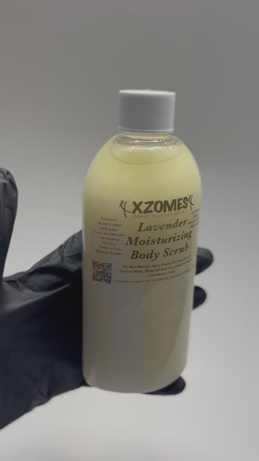 All-Natural Lavender 10.6 fl oz (323ml) Body Scrub ~ Oval Bottle ~ Twist Cap ~ XZOMES