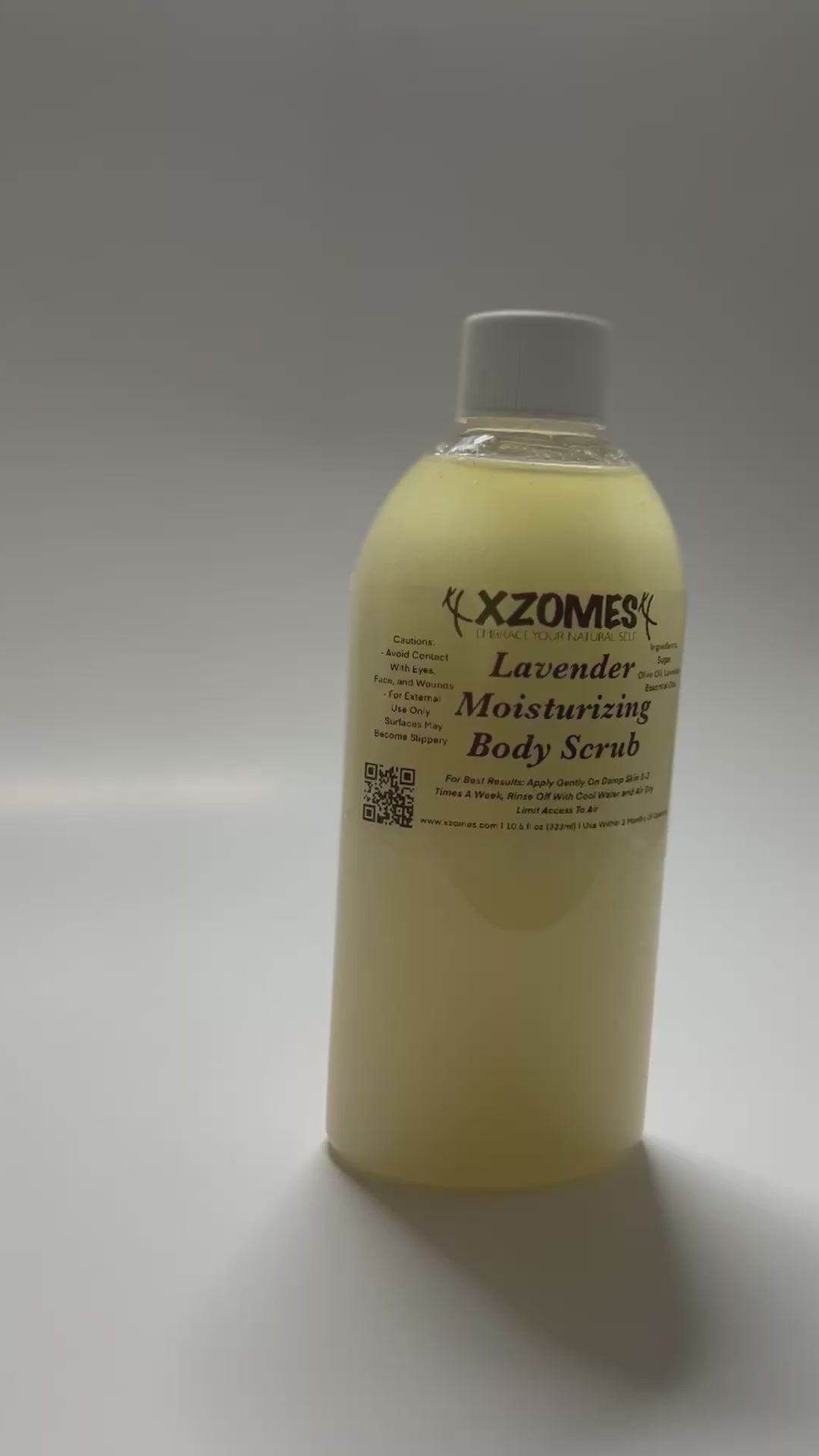 All-Natural Lavender 10.6 fl oz (323ml) Body Scrub ~ Oval Bottle ~ Twist Cap ~ XZOMES